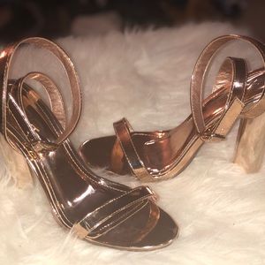 Rose gold ankle strapped heels